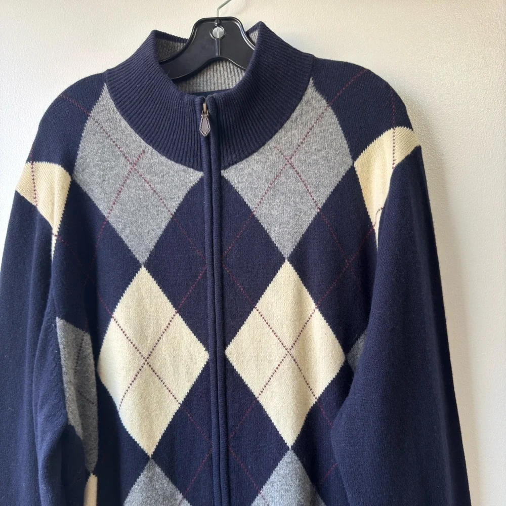 Brooks Brothers Men’s 100% Lambswool Full Zipper Sweater Sz